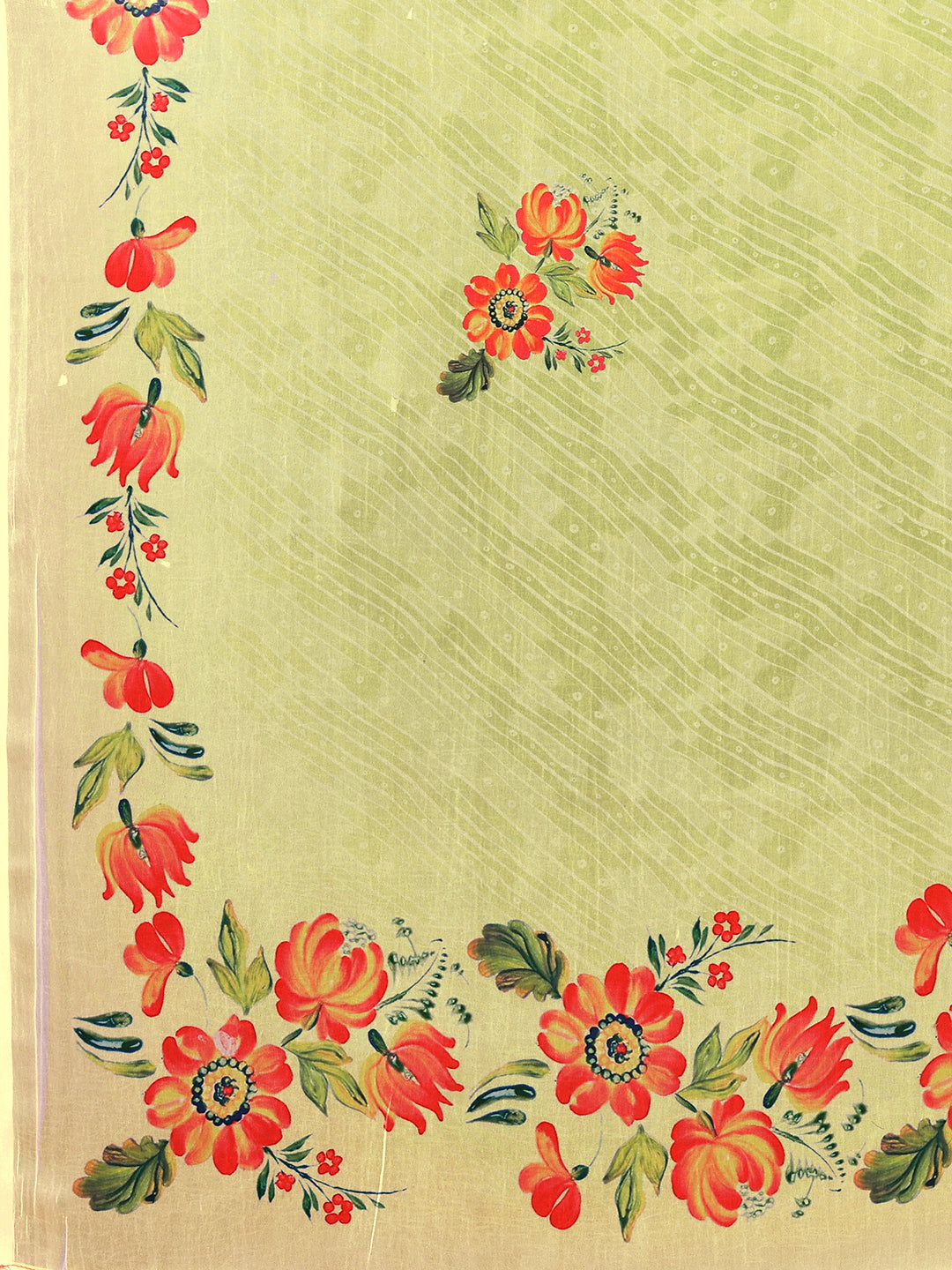 Janasya Light Green Georgette Floral Printed Saree