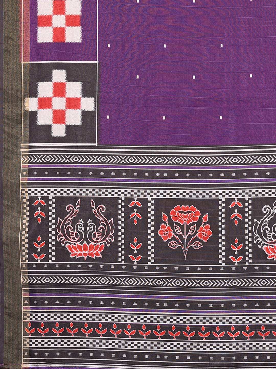 Janasya Purple Chanderi Silk Geometric Printed Saree
