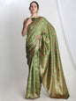 Janasya Green Silk Blend Ethnic Motifs Jacquard Saree