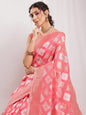 Janasya Navy Blue Silk Blend Geometric Jacquard Saree