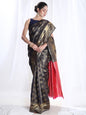 Janasya Navy Blue Silk Blend Ethnic Motifs Jacquard Saree