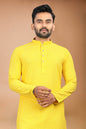 Neera Trendz Yellow Rayon Schiffli Work Men's Kurta With Pyjama