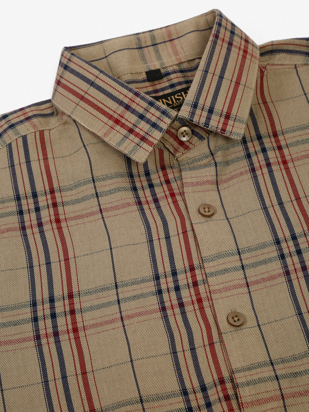 Jainish Men's Brown Half Sleeve Checked Formal Shirt