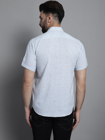 Jainish Men's Printed Casual Shirt - Light-Grey