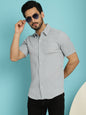 Indian Needle Men's Striped Casual Shirt - Light-Grey
