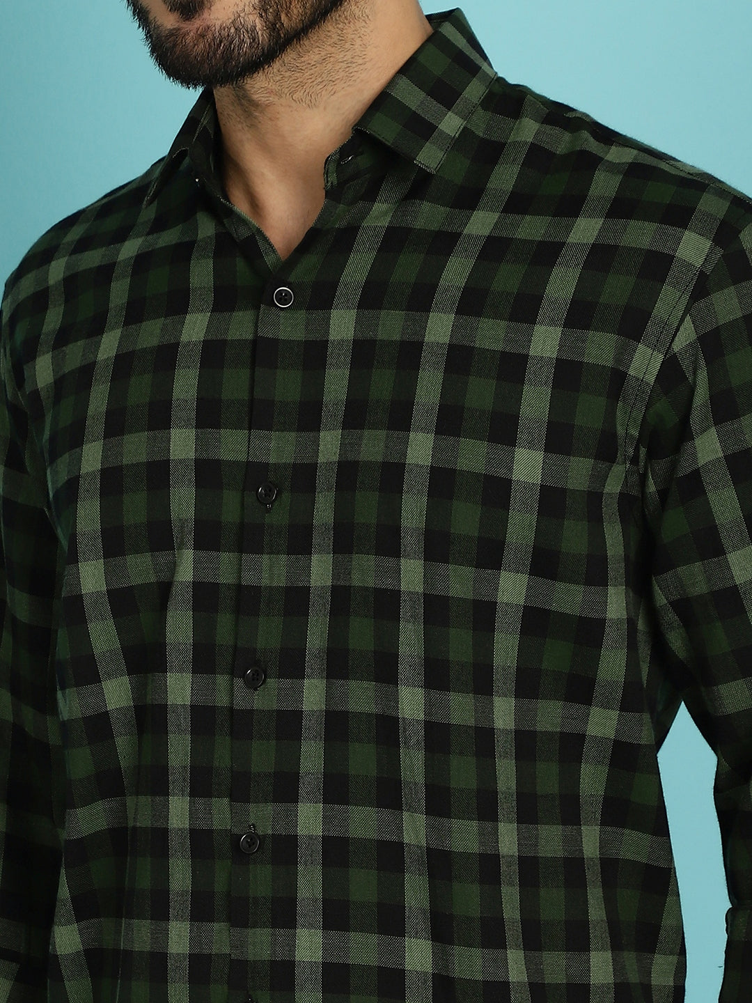 Indian Needle Men's Checked Casual Shirt - Olive