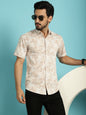 Indian Needle Men's Printed Casual Shirt - Peach
