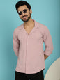 Indian Needle Men's Lapel Collar Casual Shirt - Magenta