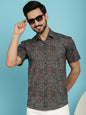 Indian Needle Men's Dark-Grey Printed Casual Shirt - Dark-Grey