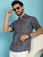 Indian Needle Men's Grey Printed Casual Shirt - Grey