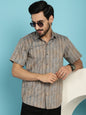Indian Needle Men's Floral Printed Casual Shirt - Beige