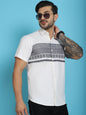 Indian Needle Men's Printed Half Sleeve Lycra Shirt - White