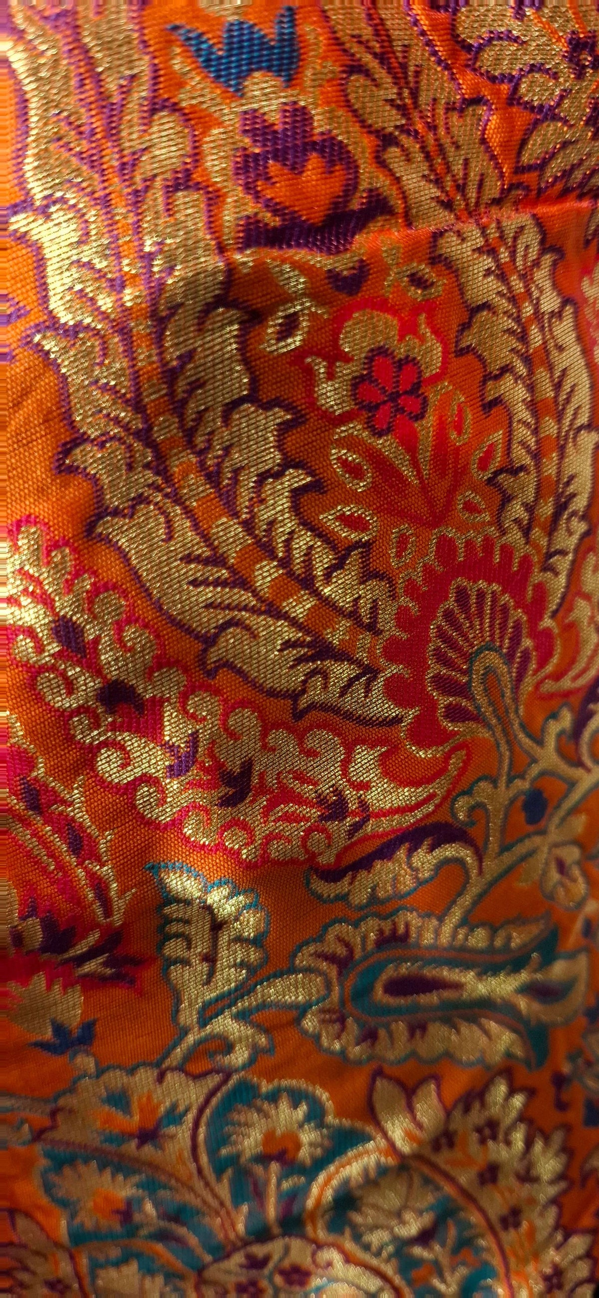 Kia Fashions Orange Multi Color Weave Readymade Blouse