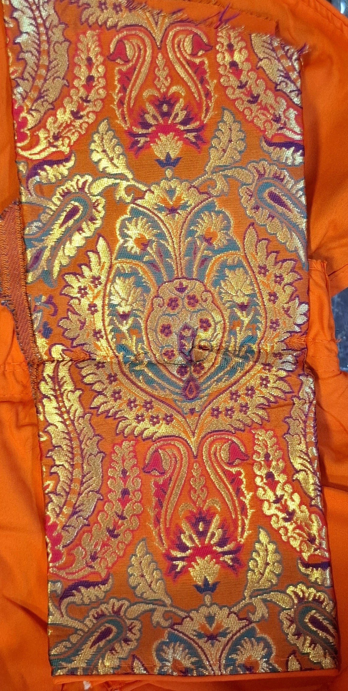 Kia Fashions Orange Multi Color Weave Readymade Blouse