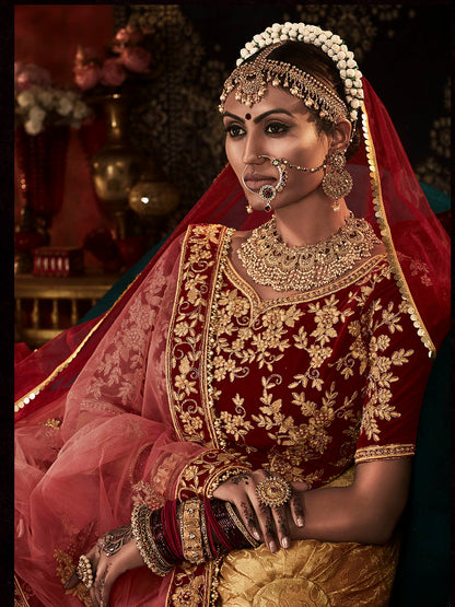 Myra Red Heavy Embroidered Bridal Designer Lehenga
