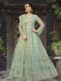 Myra Dusty Pista Butterfly Net Heavy Embroidered Designer Anarkali Suit