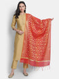 Janasya Gold Poly Silk Solid Set