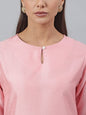 Janasya Pink Poly Silk Solid Set