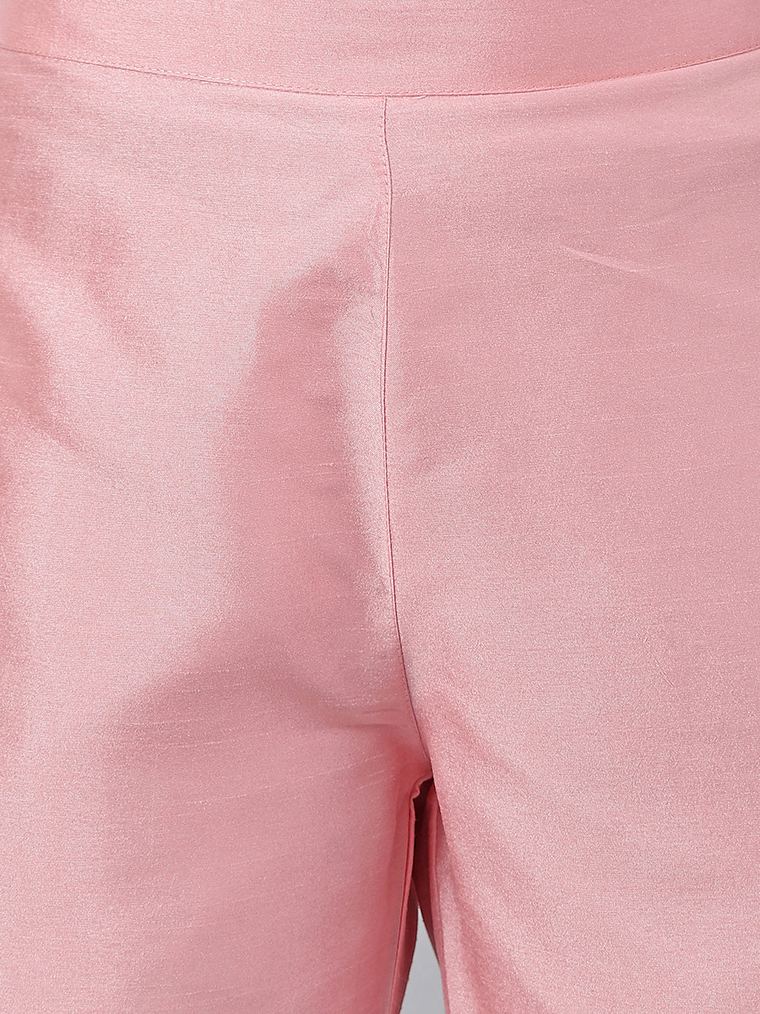 Janasya Pink Poly Silk Solid Set