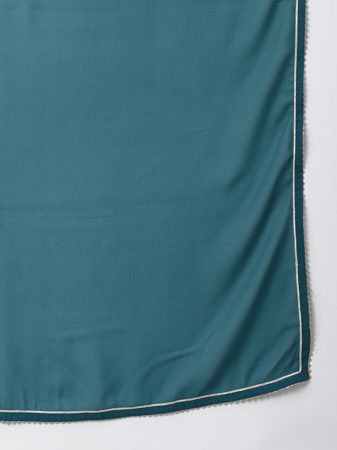 Janasya Women's Teal Green Crepe Gotta Lace Kurta With Sharara And Dupatta