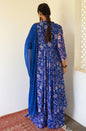 Janasya Dark Teal Blue Georgette Digital Floral Printed Set