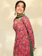 Janasya Pink Georgette Digital Floral Printed Set