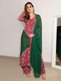 Janasya Pink Georgette Digital Floral Printed Set