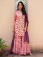 Janasya Peach Georgette Digital Floral Printed Set