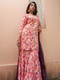 Janasya Peach Georgette Digital Floral Printed Set