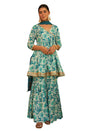 Janasya White Cotton Floral Printed Set