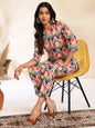 Janasya Multicolor Cotton Ikat Printed Set