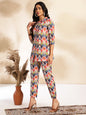 Janasya Multicolor Cotton Ikat Printed Set