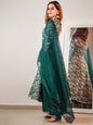 Janasya Teal Cotton Foil Floral Printed Set