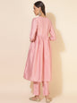 Janasya Pink Crepe Silk Yoke Embroidery Set