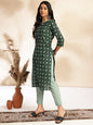 Janasya Green Cotton Printed Sets