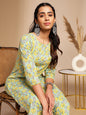 Janasya Light Green Cotton Floral Straight Co-ord Set