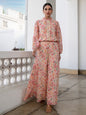 Janasya Beige Georgette Floral Regular Top & Bottom Set