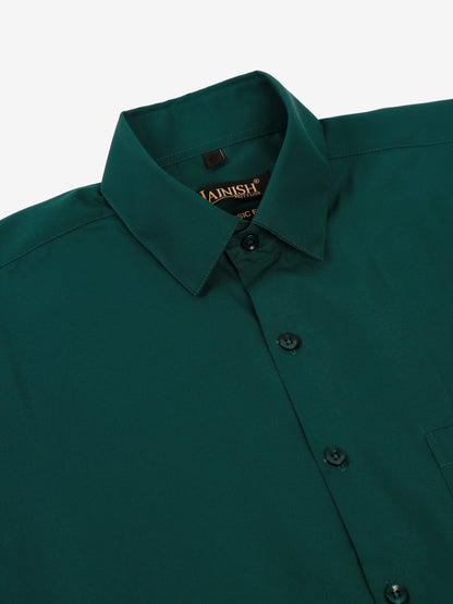 Jainish Men's Green Formal Solid Shirts