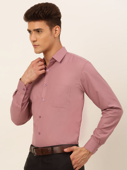 Jainish Men's Magenta Pink Formal Solid Shirts
