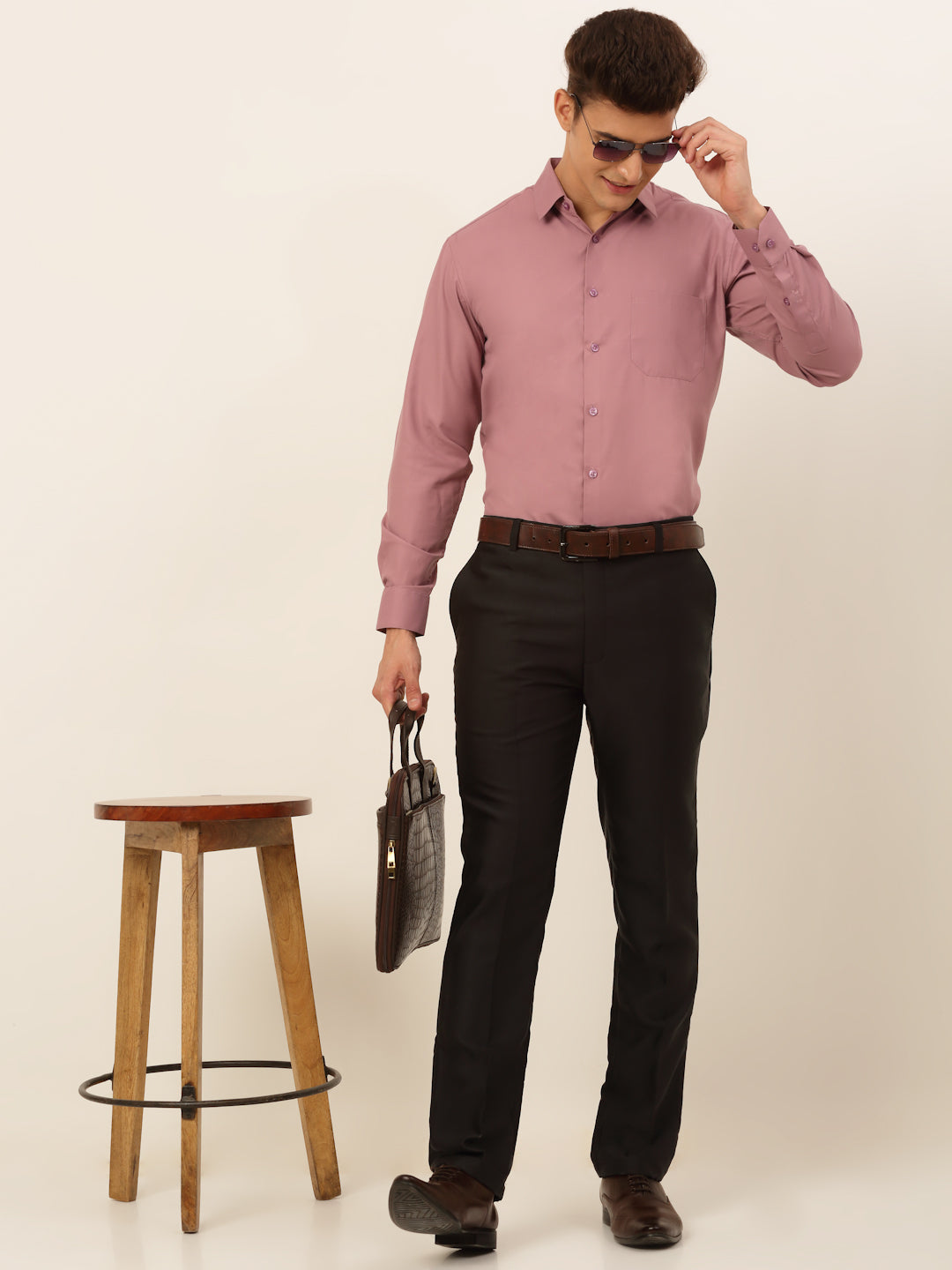 Jainish Men's Magenta Pink Formal Solid Shirts