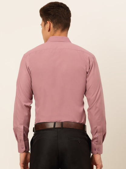 Jainish Men's Magenta Pink Formal Solid Shirts