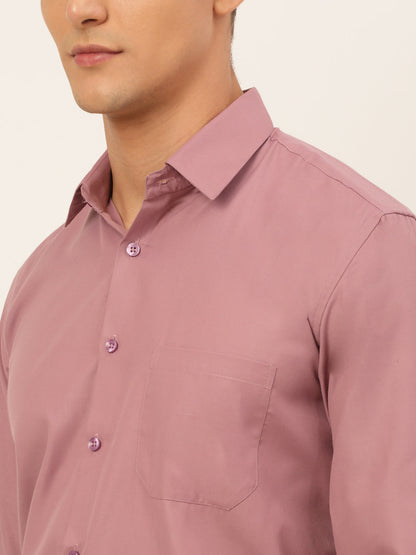 Jainish Men's Magenta Pink Formal Solid Shirts