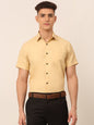 Jainish Men's Cotton Half Sleeves Solid Formal Shirts - Beige