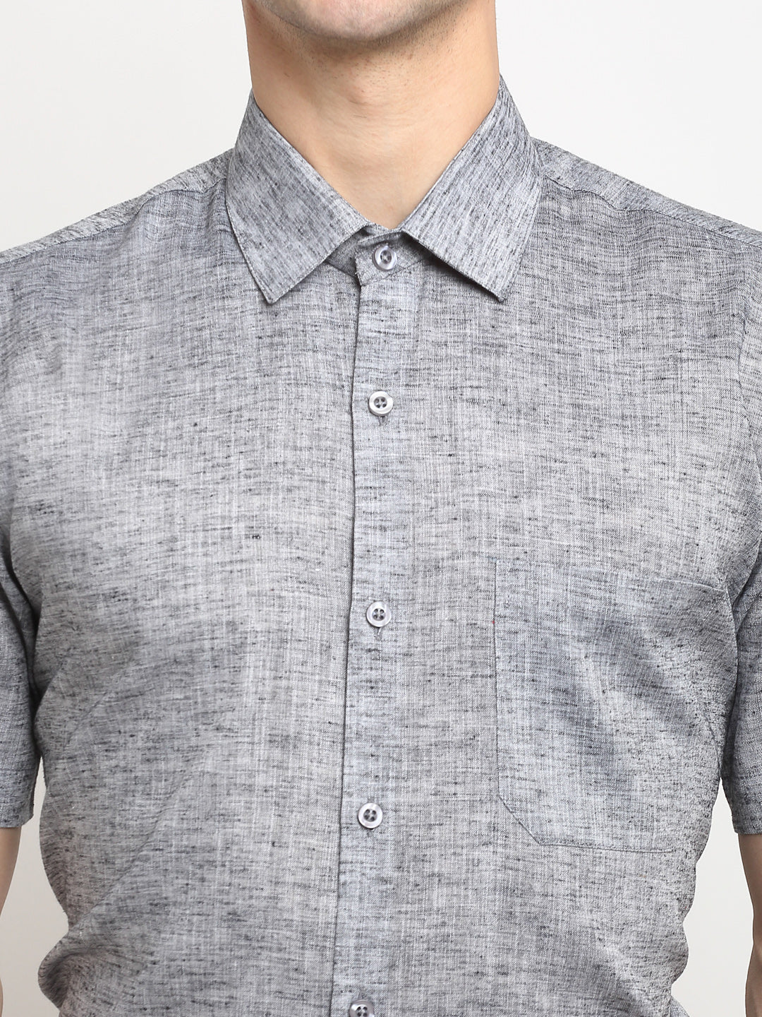 Jainish Grey Men's Solid Cotton Half Sleeves Formal Shirt ( SF 783Grey )