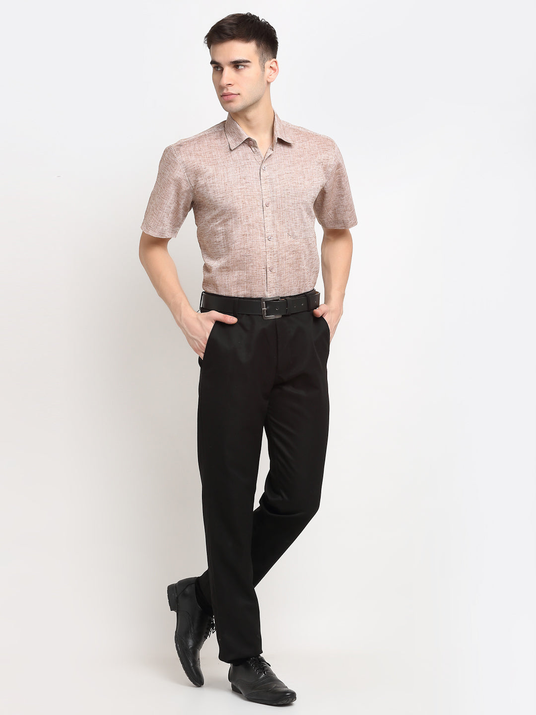 Jainish Rust Men's Solid Cotton Half Sleeves Formal Shirt ( SF 783Rust )