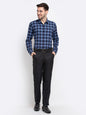 Jainish Blue Men's Checked Cotton Formal Shirt ( SF 786Blue )