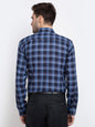 Jainish Blue Men's Checked Cotton Formal Shirt ( SF 786Blue )