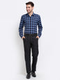 Jainish Blue Men's Checked Cotton Formal Shirt ( SF 786Blue )