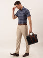 Jainish Men's Cotton Checked Half Sleeve Formal Shirts ( SF 808Blue )