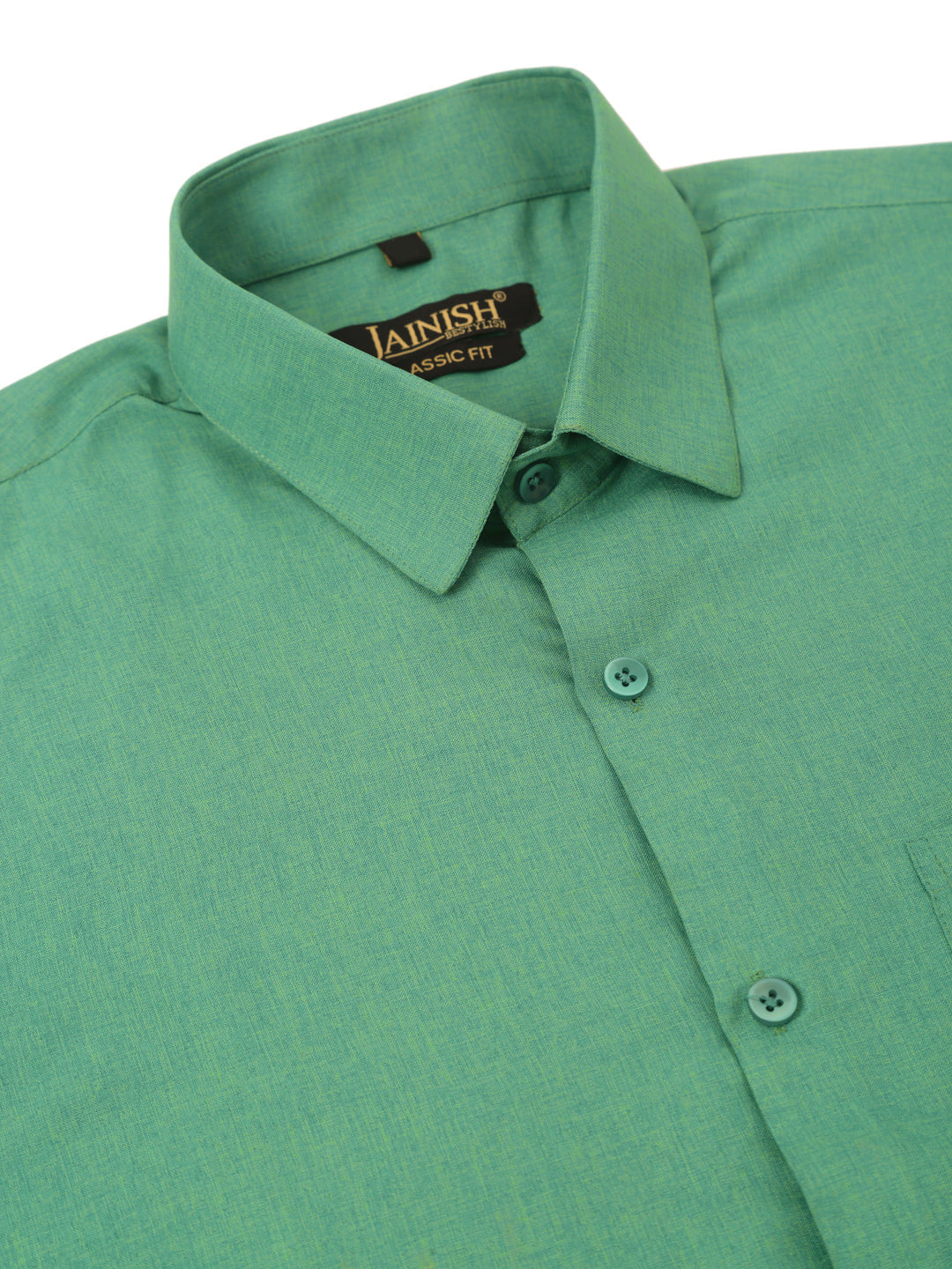 Jainish Men's Cotton Solid Half Sleeve Formal Shirts ( SF 811Green )
